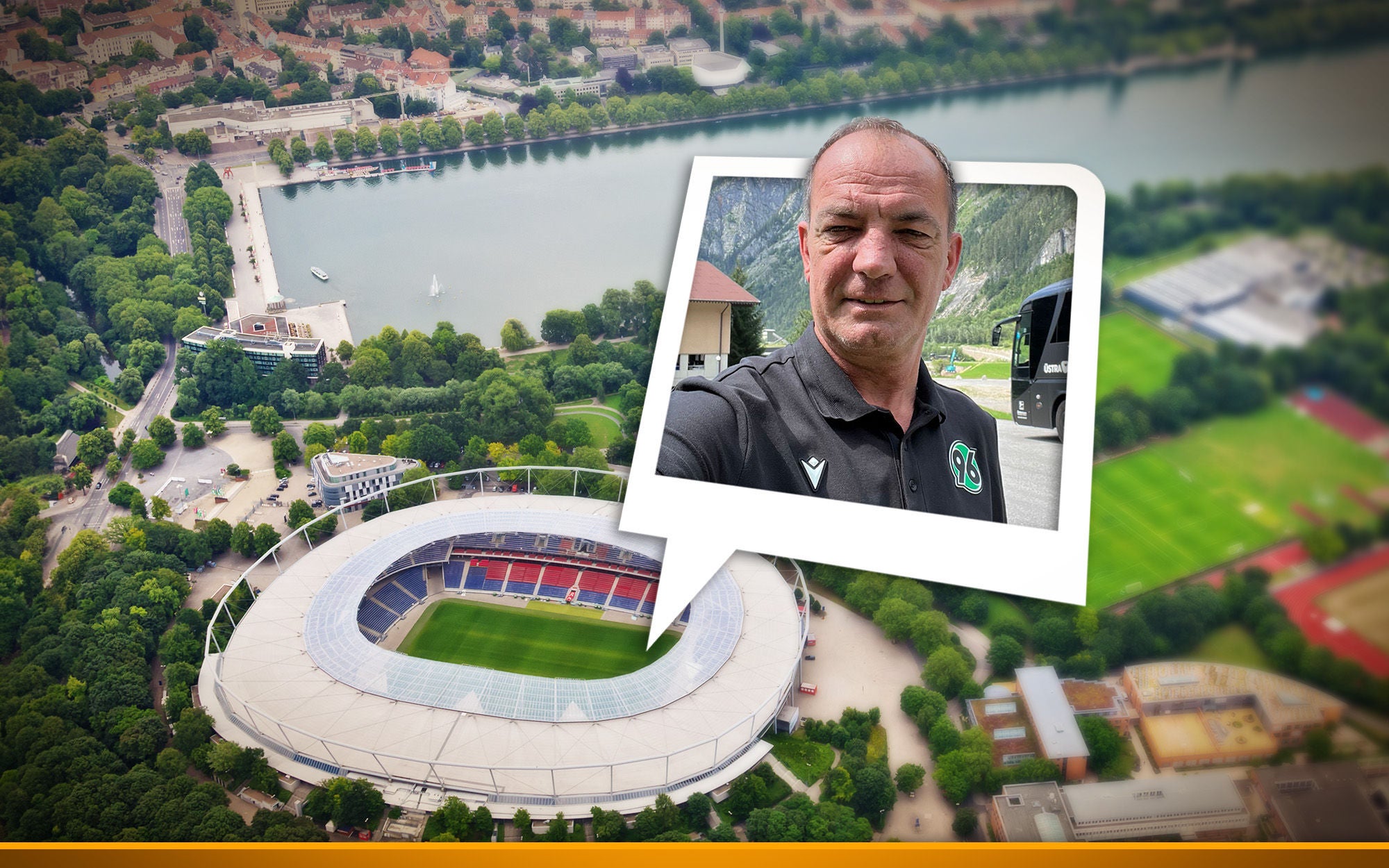 view of the football stadium and the city of hanover from the sky