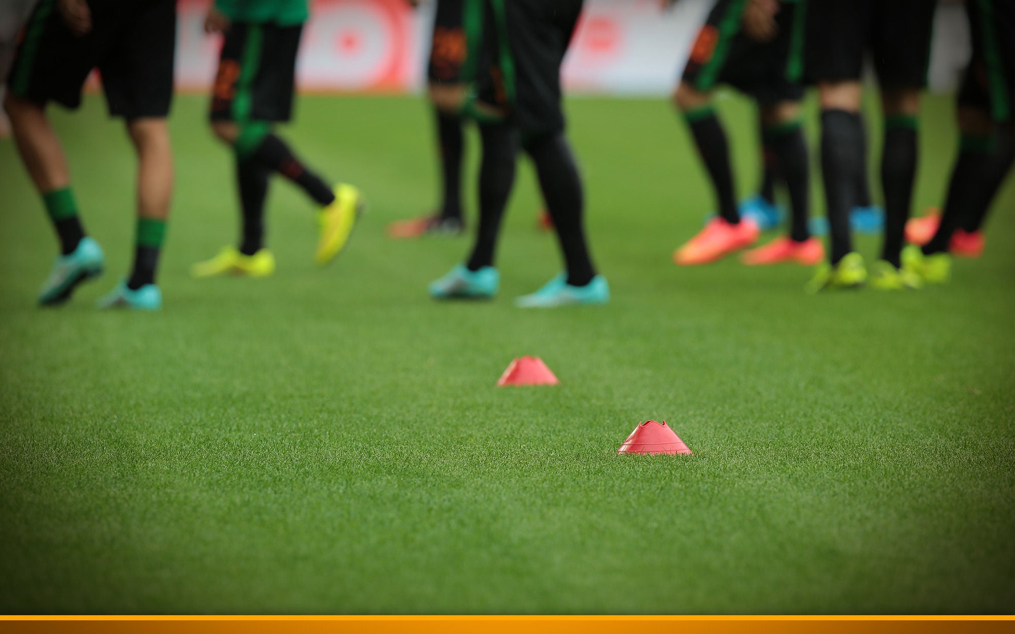 view of a soccer team while training